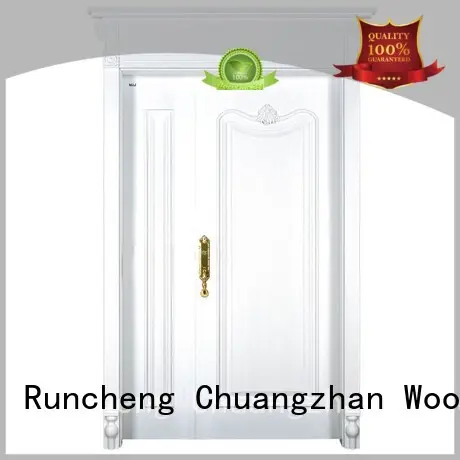 Runcheng Woodworking Brand veneer interior double doors glass factory 1