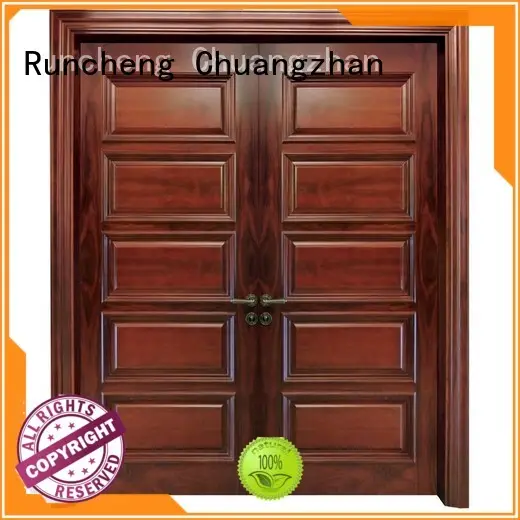 Runcheng Chuangzhan glass double door design in wood manufacturer for hotels 1