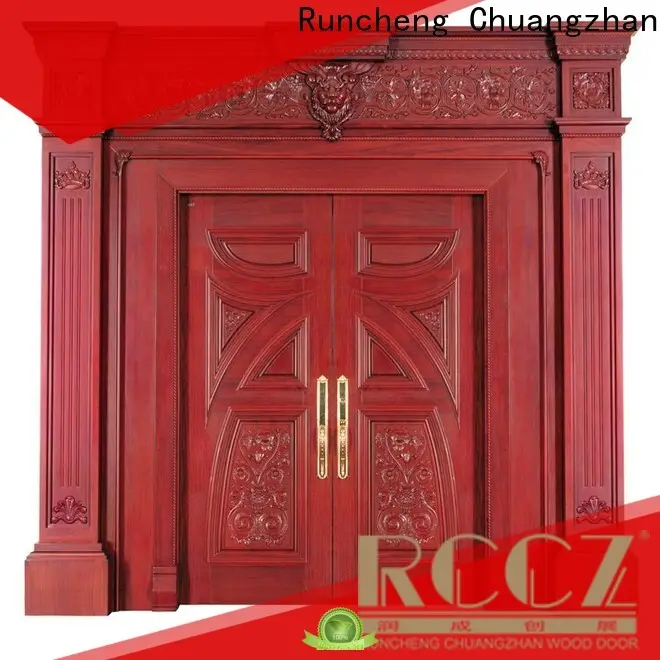 Runcheng Chuangzhan modern double door design in wood factory for villas 1