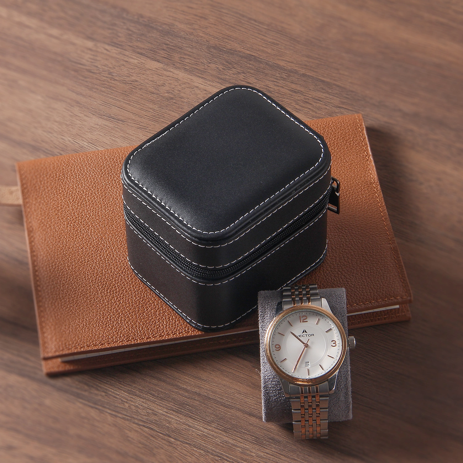 Portable Zipper PU Leather Watch Box Business Gift 1