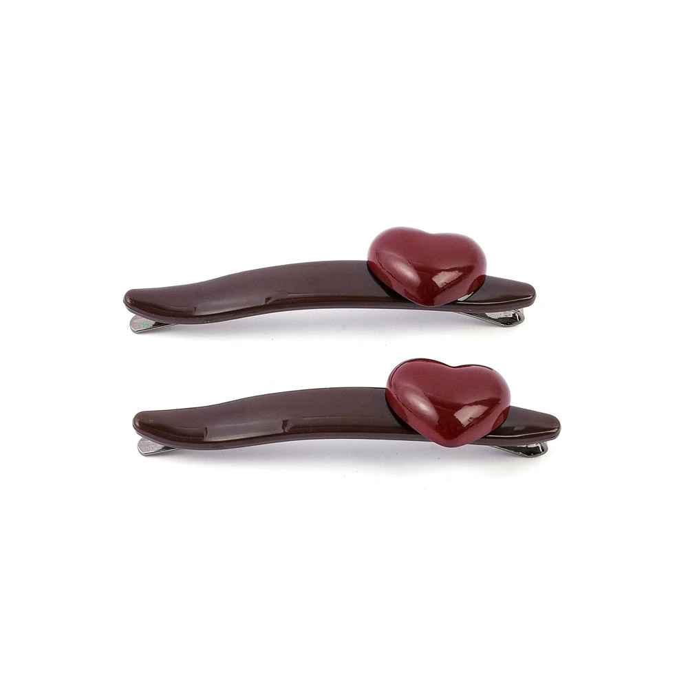Haarspange aus Kunststoff, herzförmig im Retro-Stil, einarmige Federspange, Haarnadel für Pferdeschwanz 1