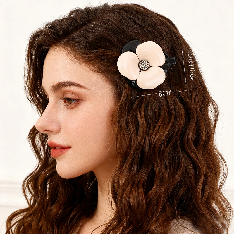 Individuell gestaltete Haarspangen aus Acetat in Blumenform, stylische Haarbänder mit Federclips 1