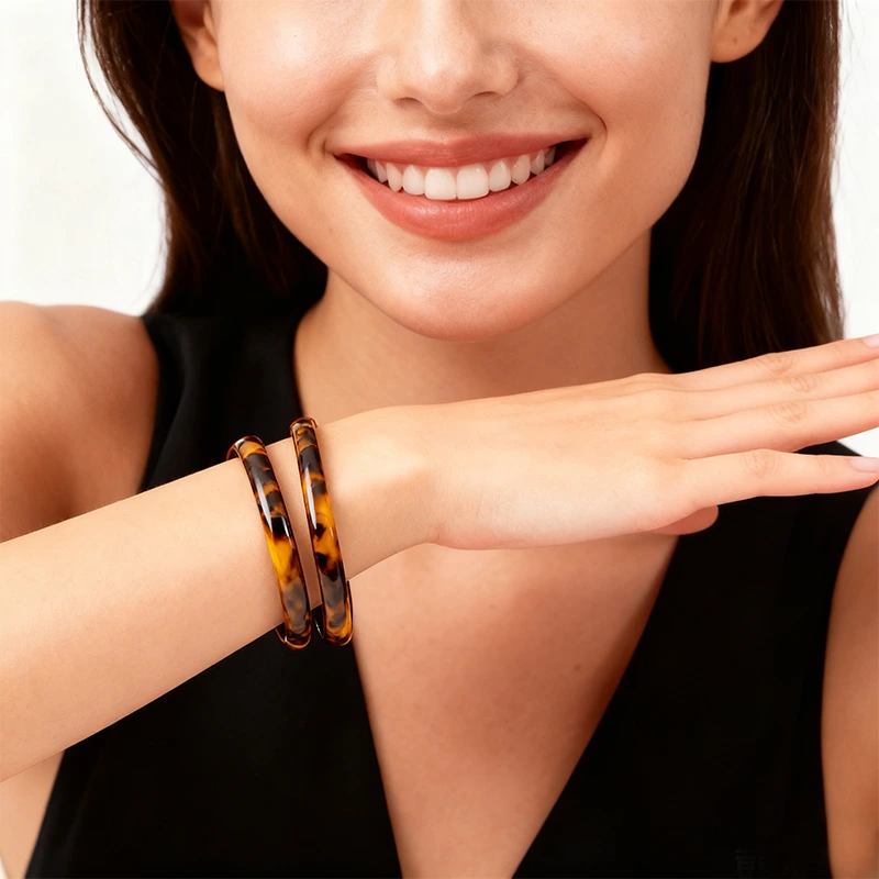 Neues Acetat-Armband, leichtes Schildpattmuster, stapelbar 1