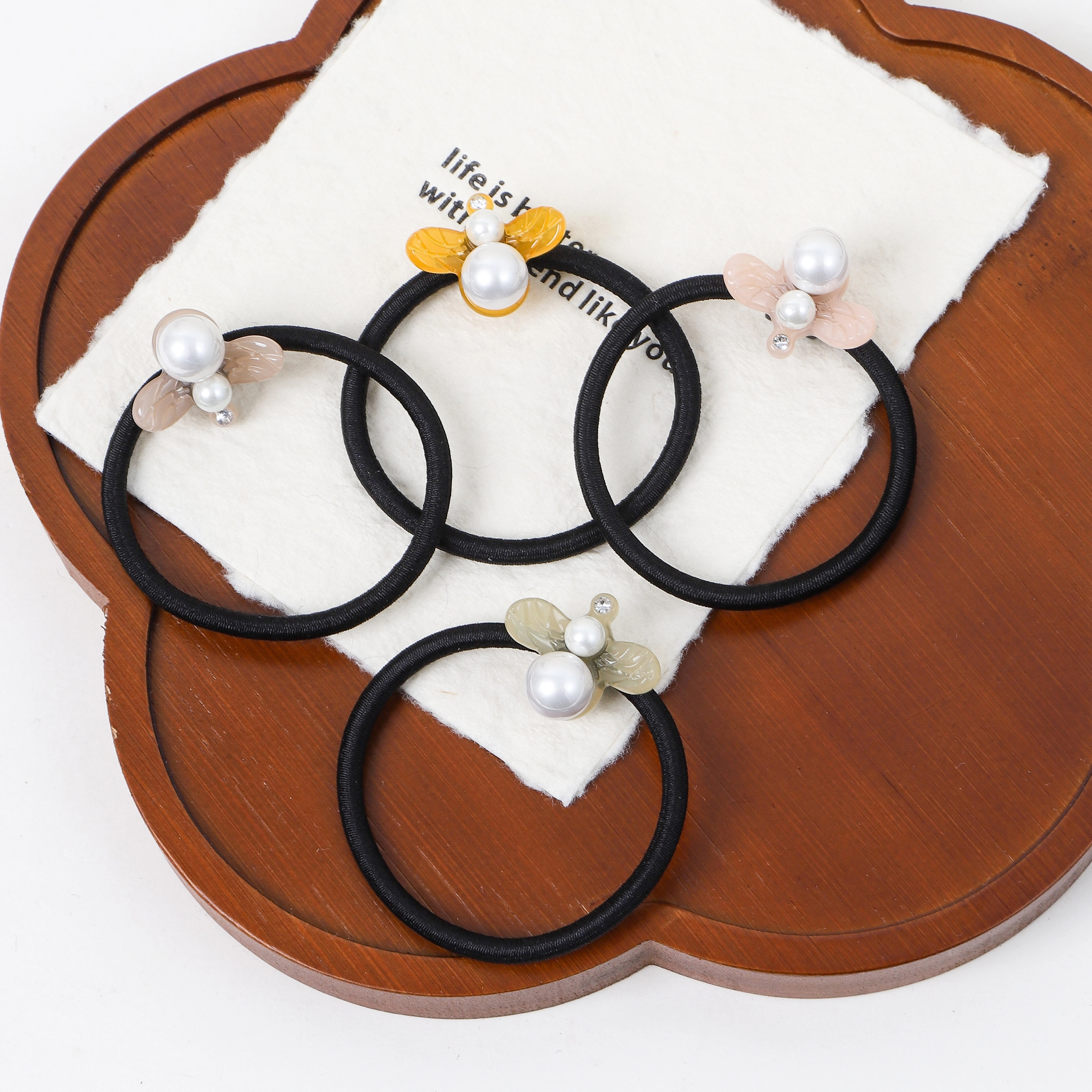 Haargummi mit Acetatperlen, robustes und elastisches Haargummi-Accessoire für Damen 1