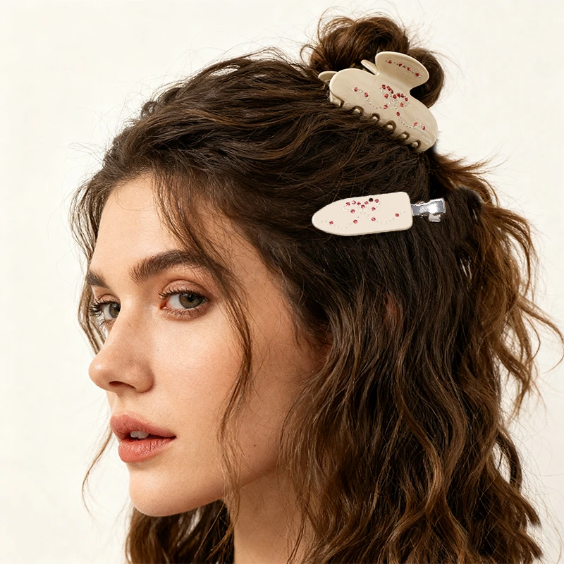 Custom acetate mixed color hair clips and claw clip set, hair pins for women at the back of the head, bath clips, French leopard print shark clips, hair accessories 1