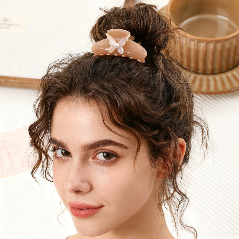 Haarspange aus Acetat mit stereoskopischem Schmetterlingsmotiv, Fischschwanz-Haifisch-Haarspange für Damen 1