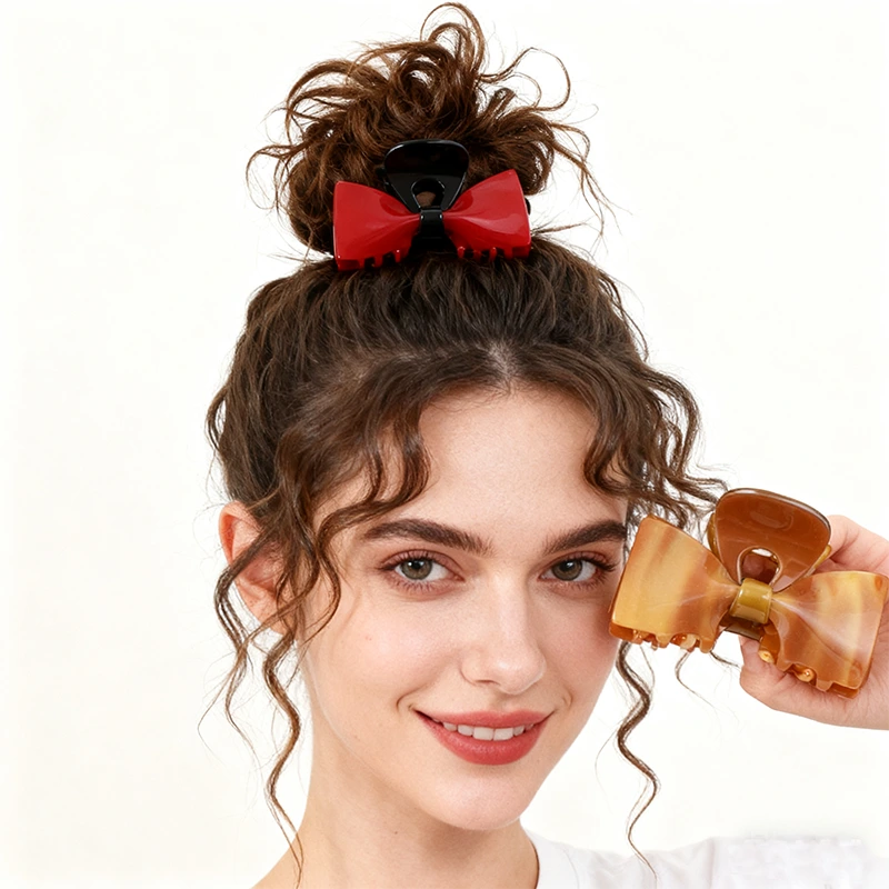 Acetate Bow Multicolor Hair Clip Shark Clip Sturdy And Durable For Women 1