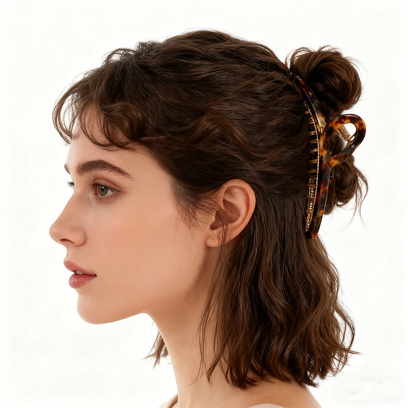 Acetate Printed Hair Clip Retro Pattern Tortoise Shell Hair Accessory 1