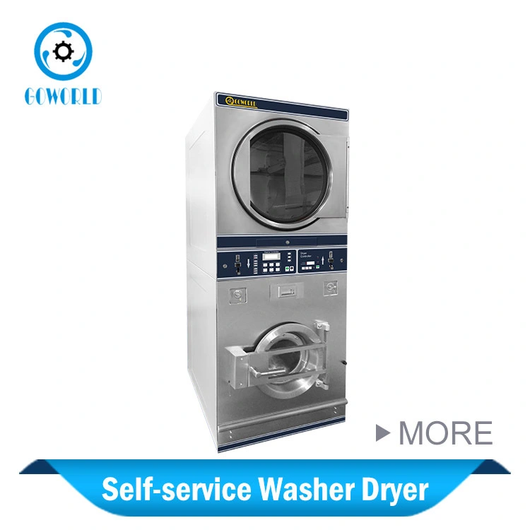 10KG coin operated stack washer dryer commercial laundry machine for North Korea market 1