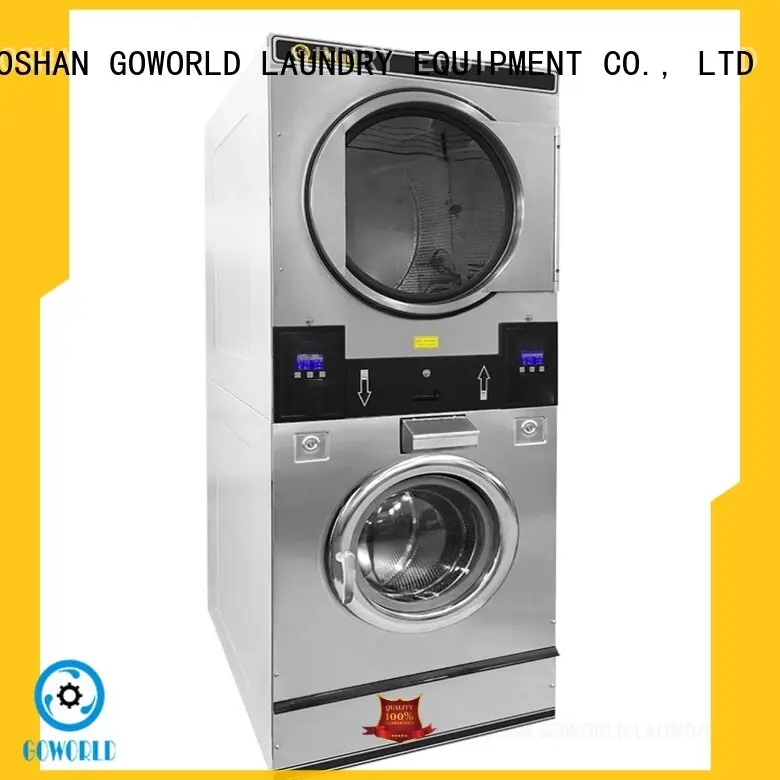 GOWORLD Low Noise stacking washer dryer LPG gas heating for laundry shop 1