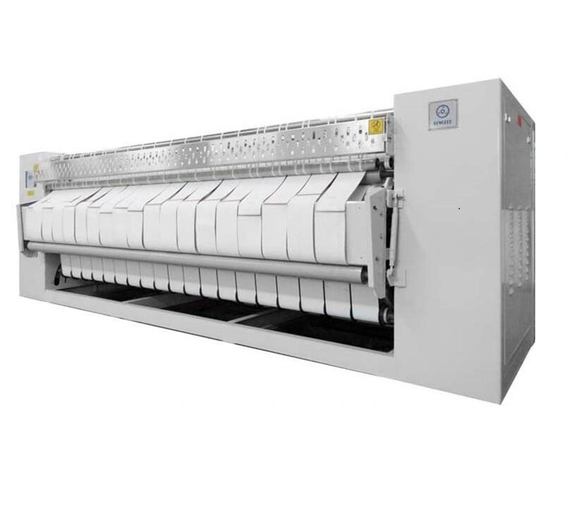Roller style bed sheet flat ironer in hospital laundry 1