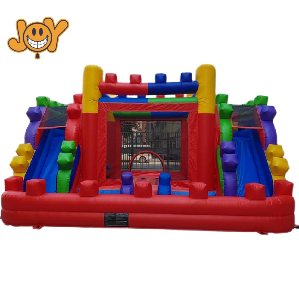 Building Block–Themed Inflatable Bounce House and Slide Combo for Kids 1
