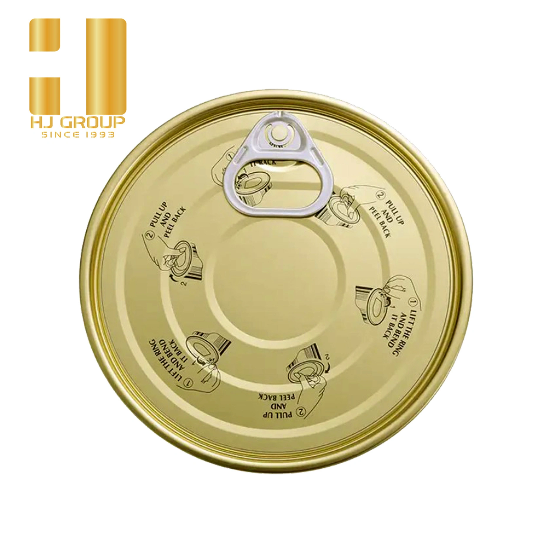 HJ Group 603E Fabricación de 153 mm EOE ETP TFS Gold Laca transparente de salsa de porcelana blanca Pasta de salsa de salsa de atún enlatado Fisco abierto 1