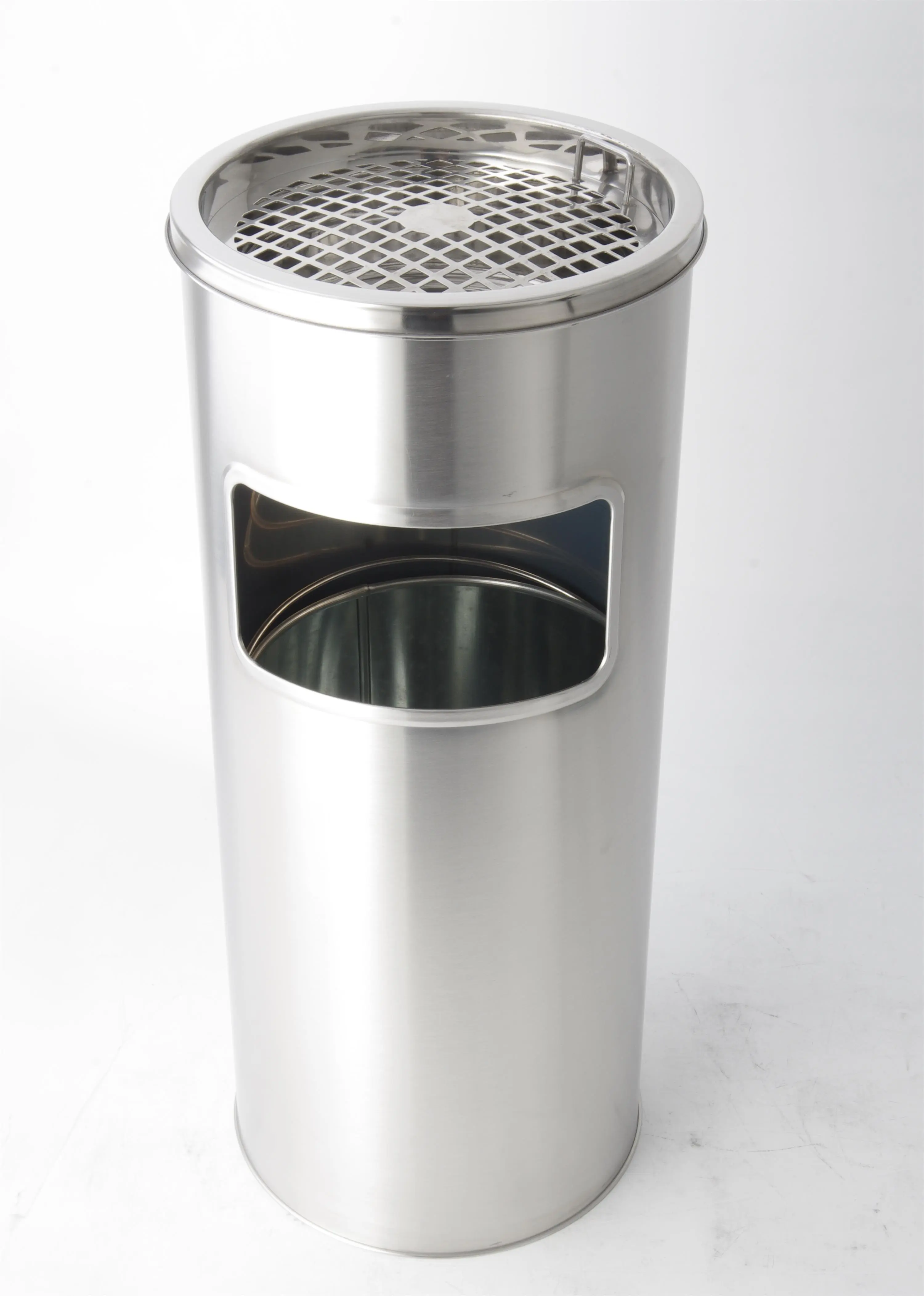 Stainless Steel Sanding Peel Trash Can 201# UL126-S 1