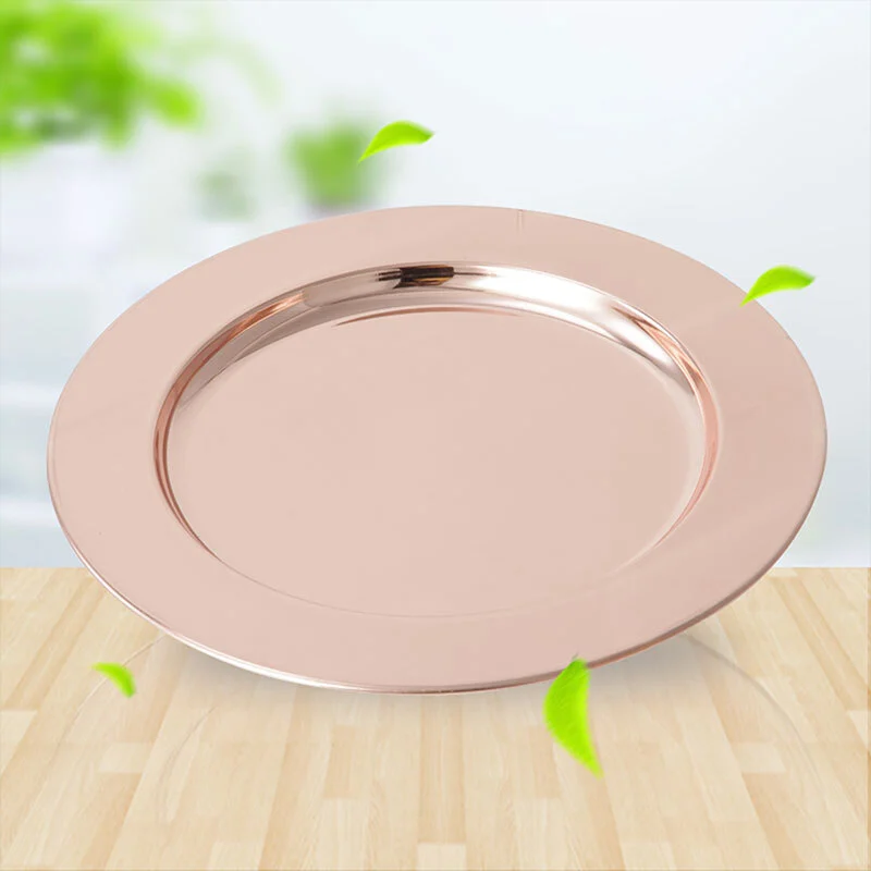 High Quality Stainless Steel Round Serving Tray /  kitchen plates Rose Gold RGS-PJ102-J 1