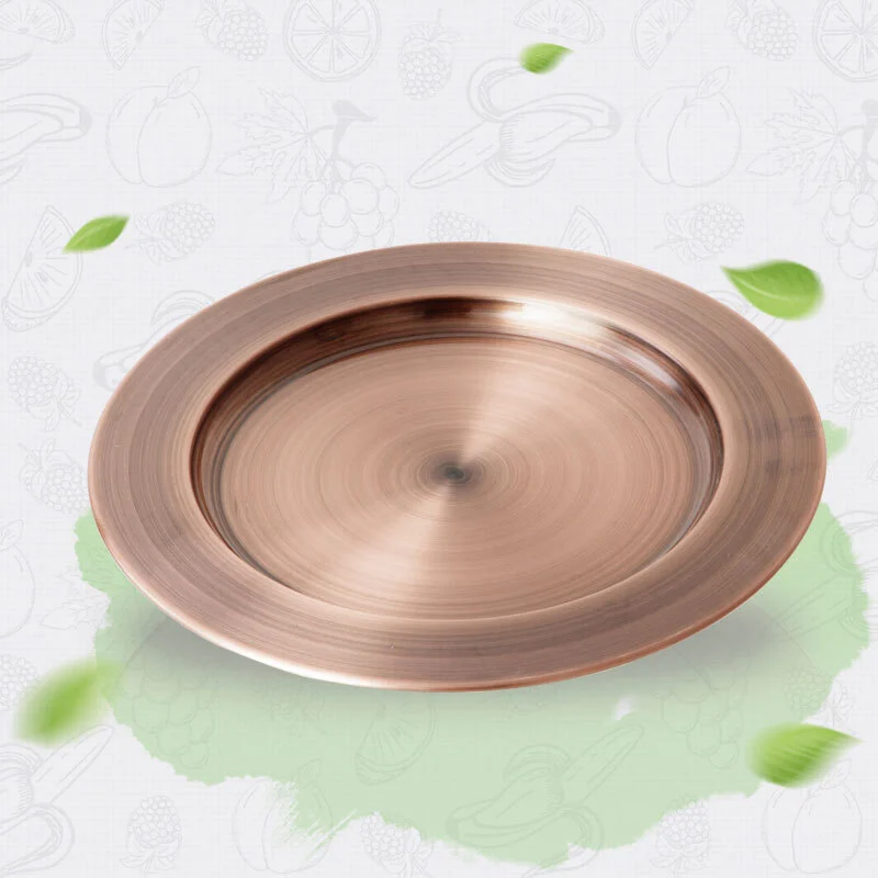High Quality Stainless Steel Round Serving Tray / eating plates  Red Bronze RGS-PJ102-G 1