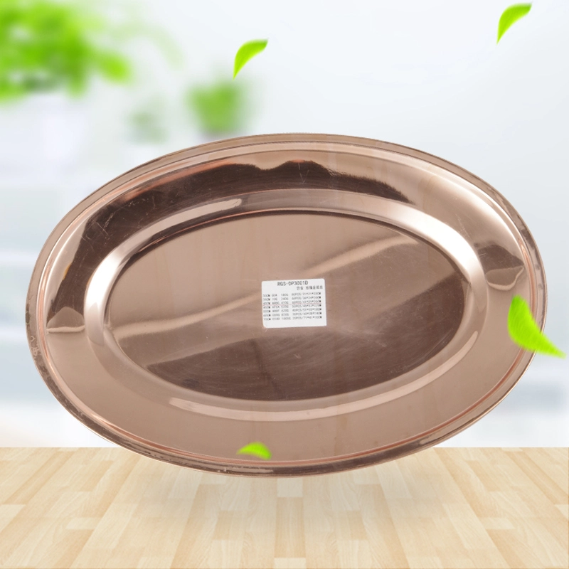 Stainless Steel Imitation-gold/Rose-golden Egg-shaped Dining Plate RGS-DP3001D 1