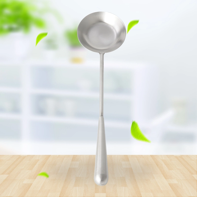 Stainless Steel Sanding Serving Spoon With Flat  Bottom 201# RGS-S5044 1