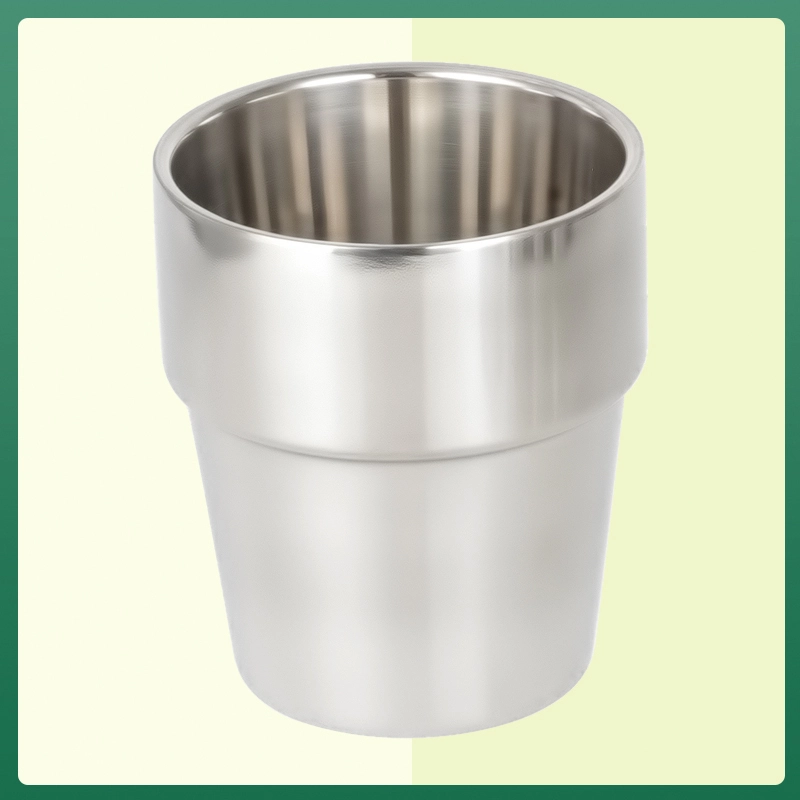 Stainless Steel Aucipious Cup With Double Layer bright surface with step SS201 RGS-CK114-LT 1