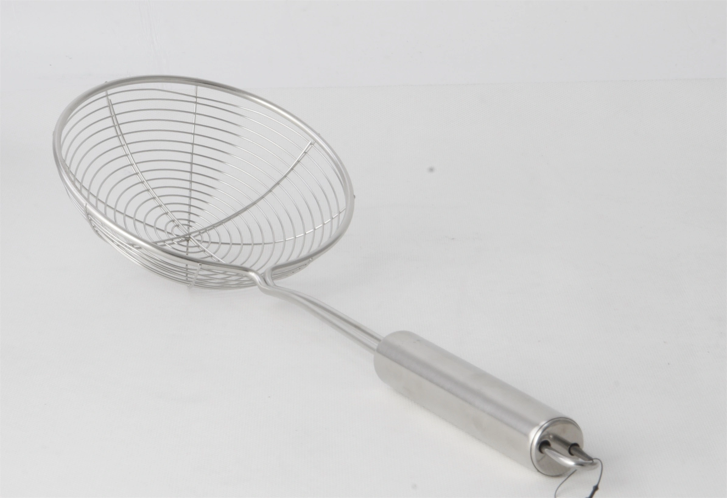 Stainless steel SS201 colander leakage spoon with half-flat bottom round handle RGS-MX5067 1