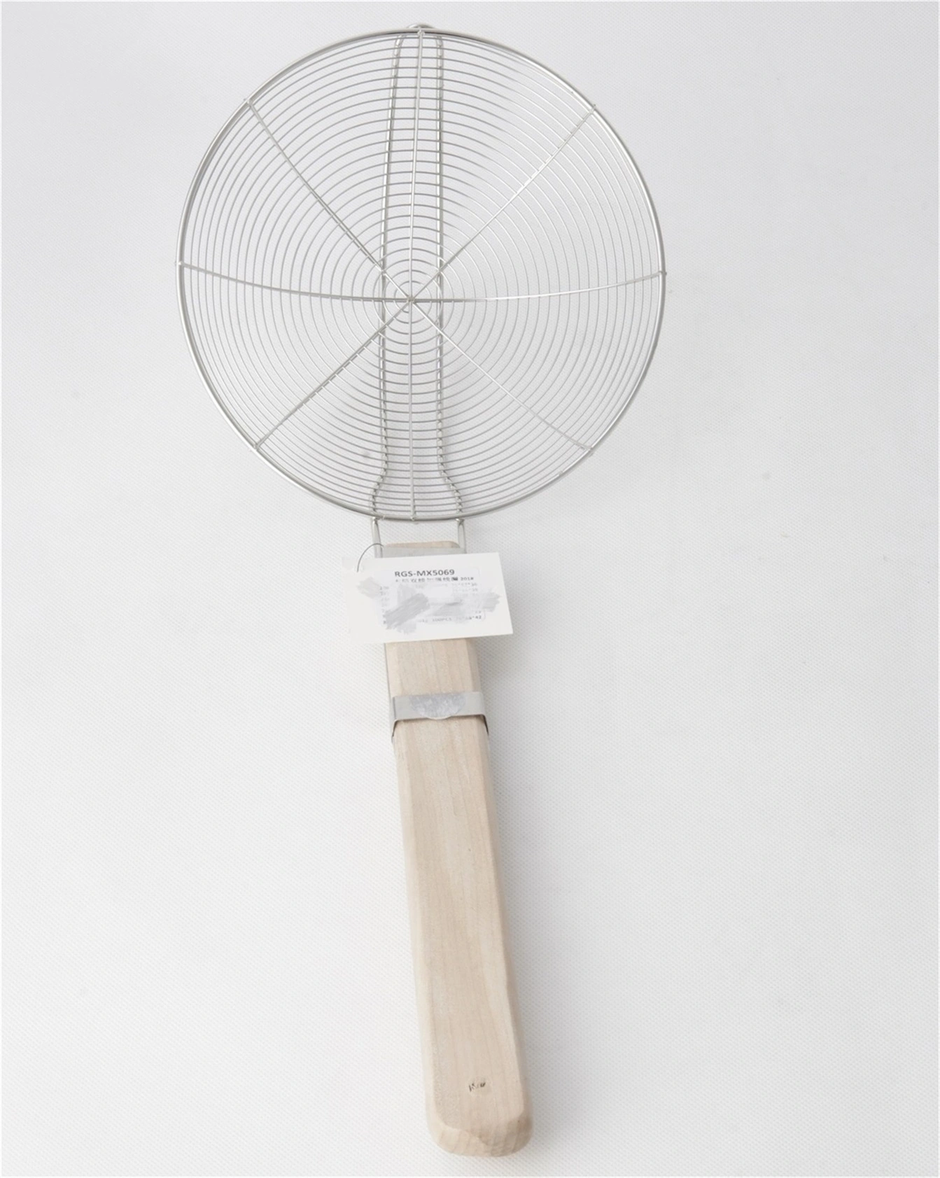 Stainless steel SS201 double line stronger colander leakage spoon with wooden handle RGS-MX5069 1