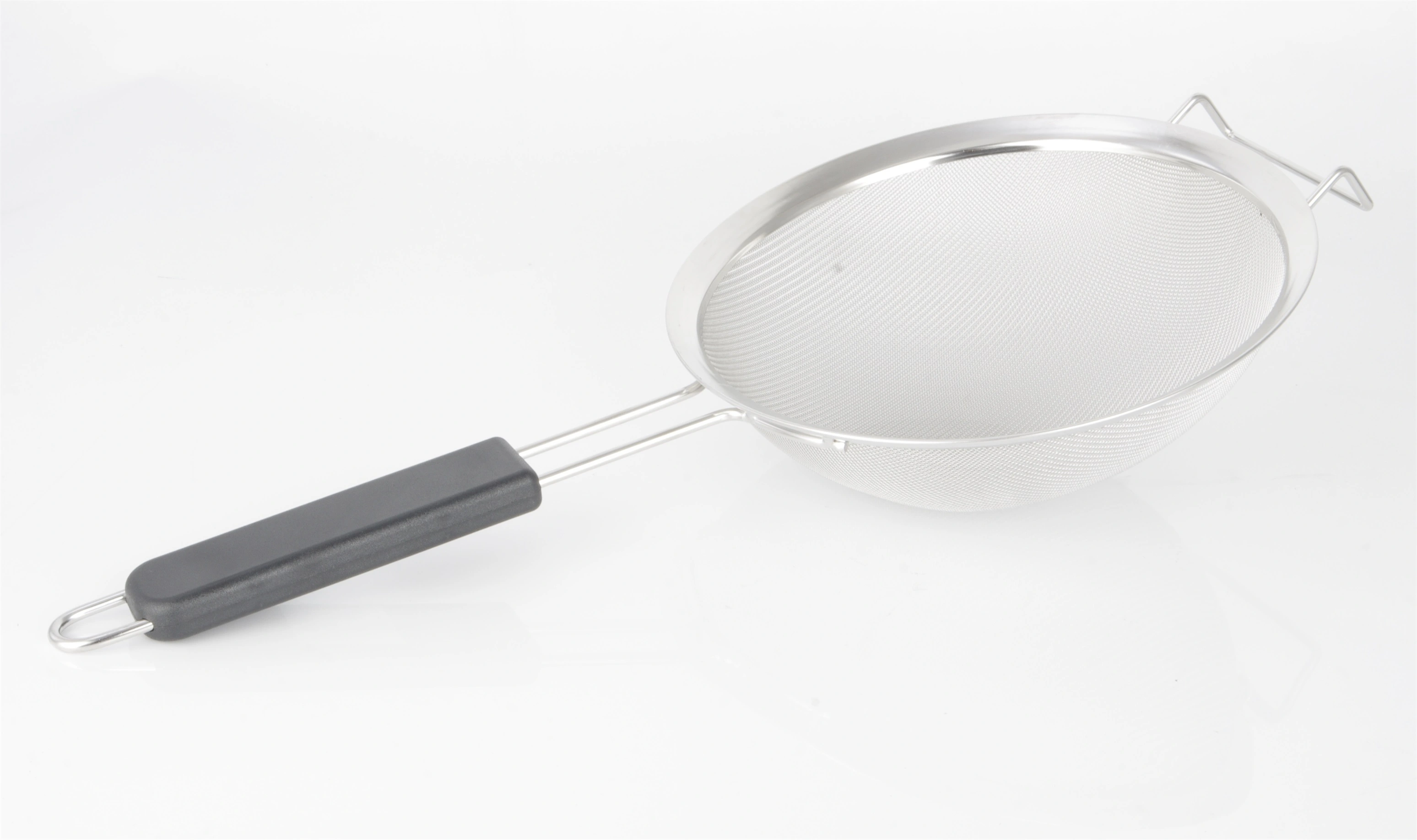 Stainless steel SS201 thicken colander spoon with curved ear & black handle RGS-MW4465 1