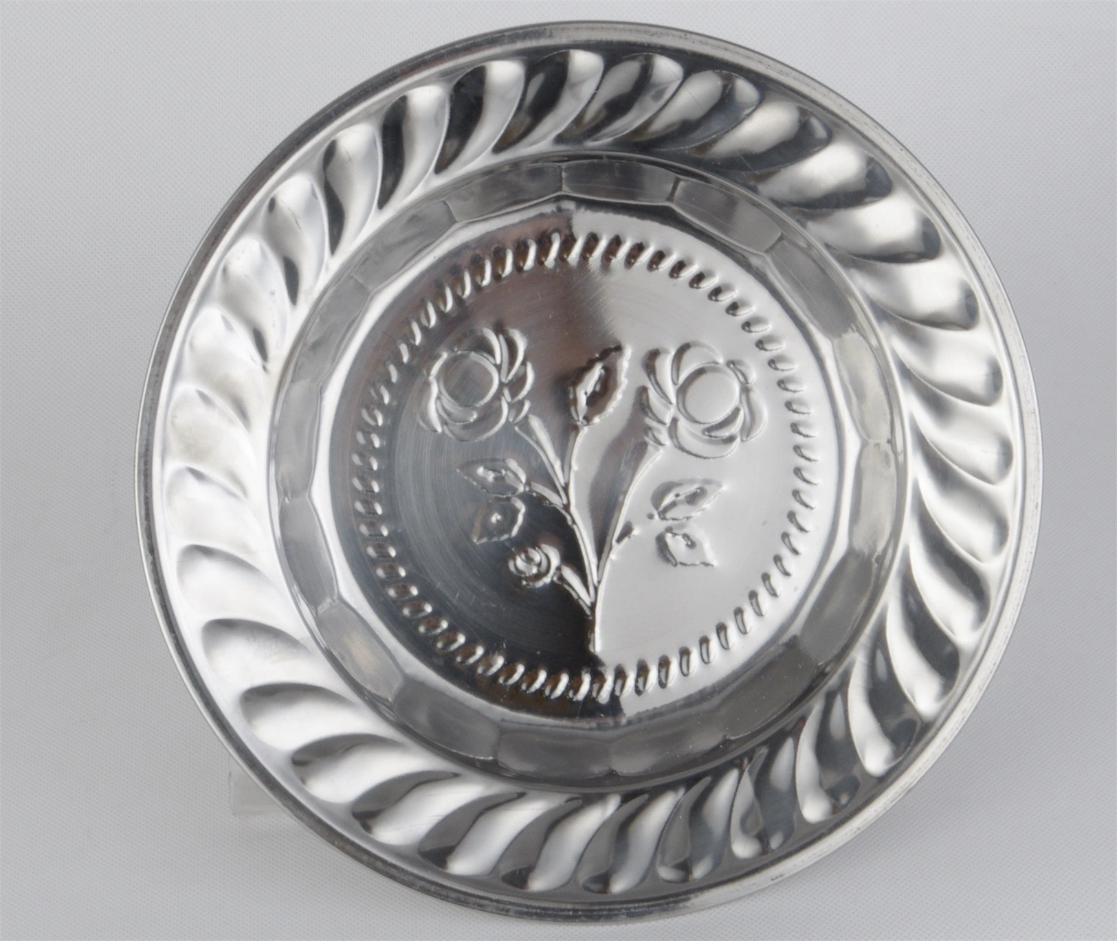 STAINLESS STEEL ROUND PLATE WITH FLOWER PATTERN RGS-PY042 1