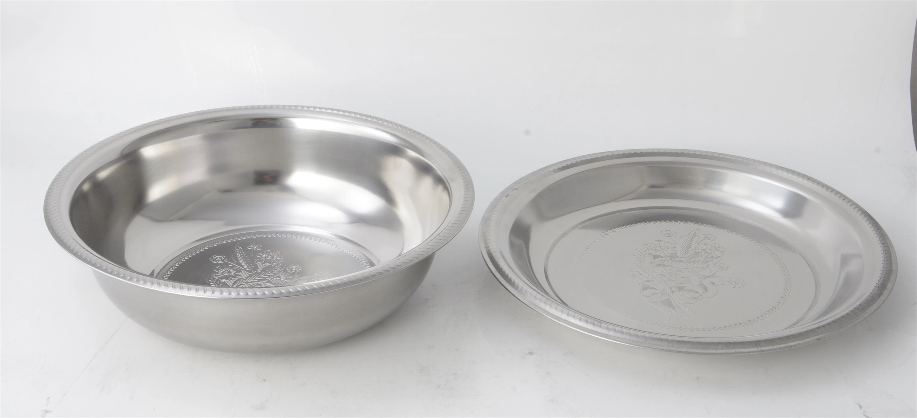 STAINLESS STEEL BASIN WITH LID OF FLOWER PATTERN RGS-BM2093 1