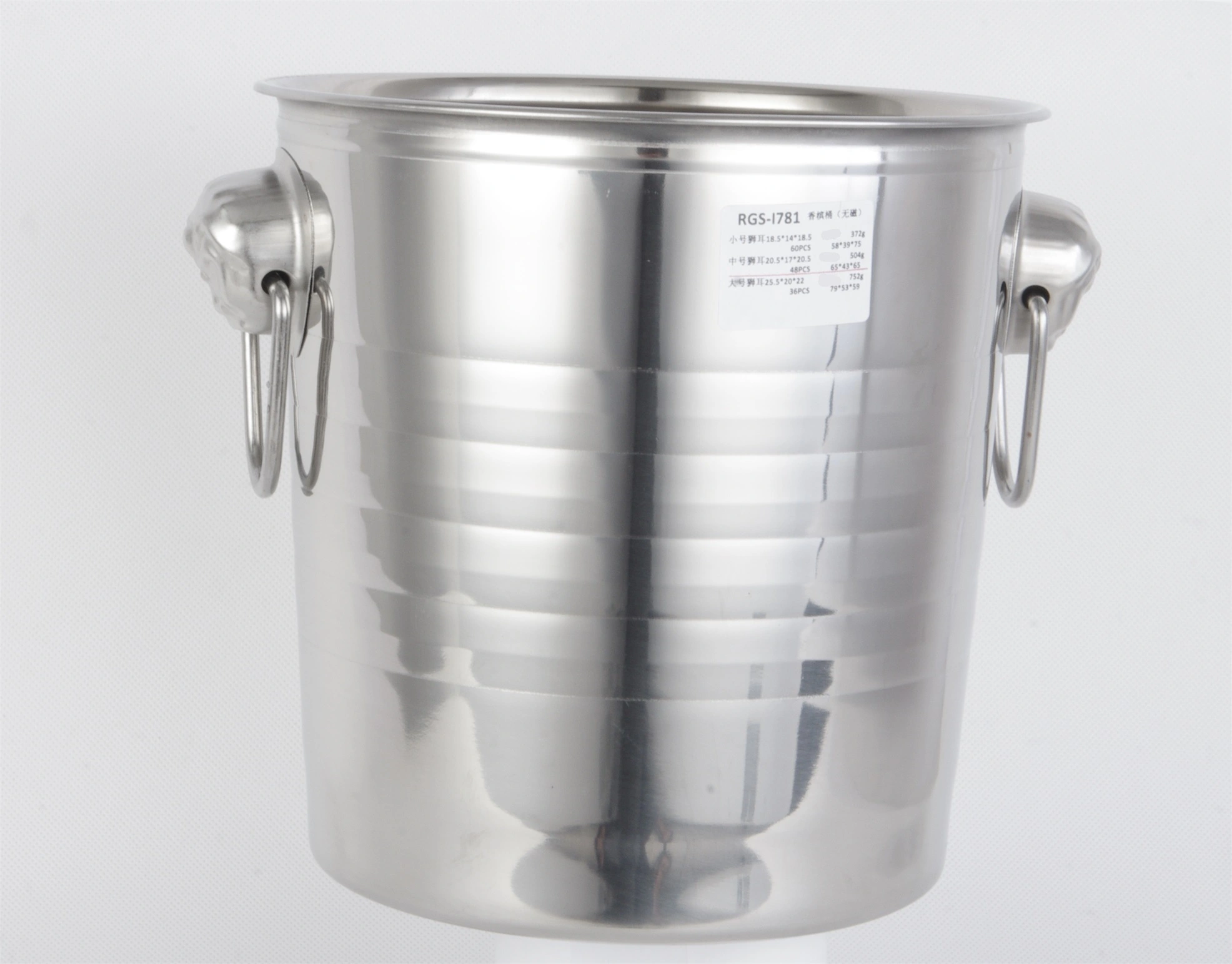 STAINLESS STEEL ICE BUCKET WITH LION HANDLE RGS-I781 1