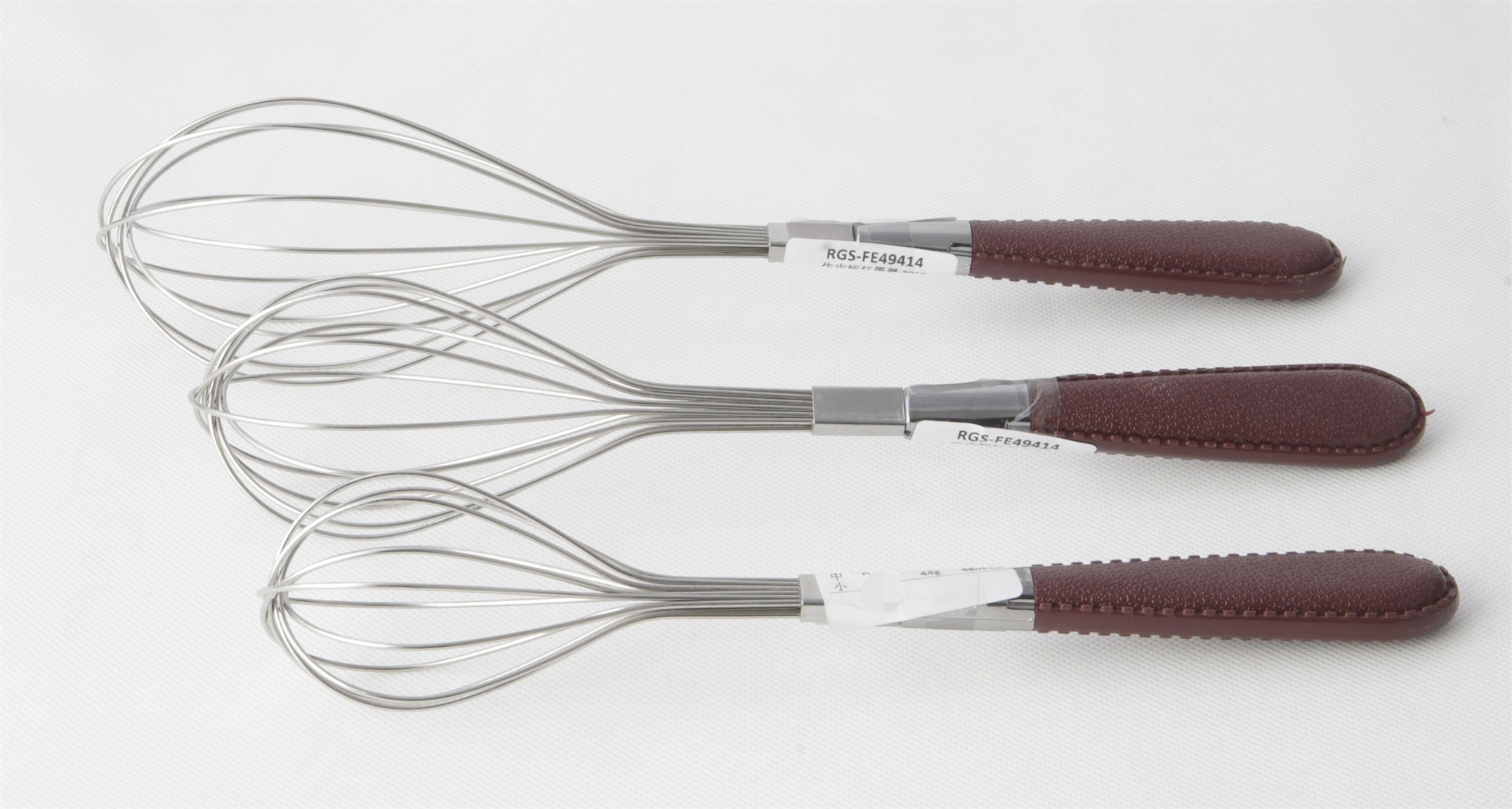 STAINLESS STEEL WHISK WITH PU LEATHER HANDLE RGS-FE49414 1