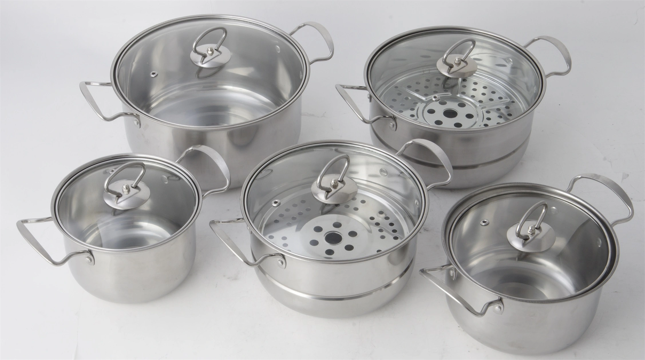 GOOD QUALTITY STAINLESS STEEL  COOKWARE 5PCS SET INCLUDES STEAMER PIECE RGS-R1936-T WHOLESALE FROM CHINA 1