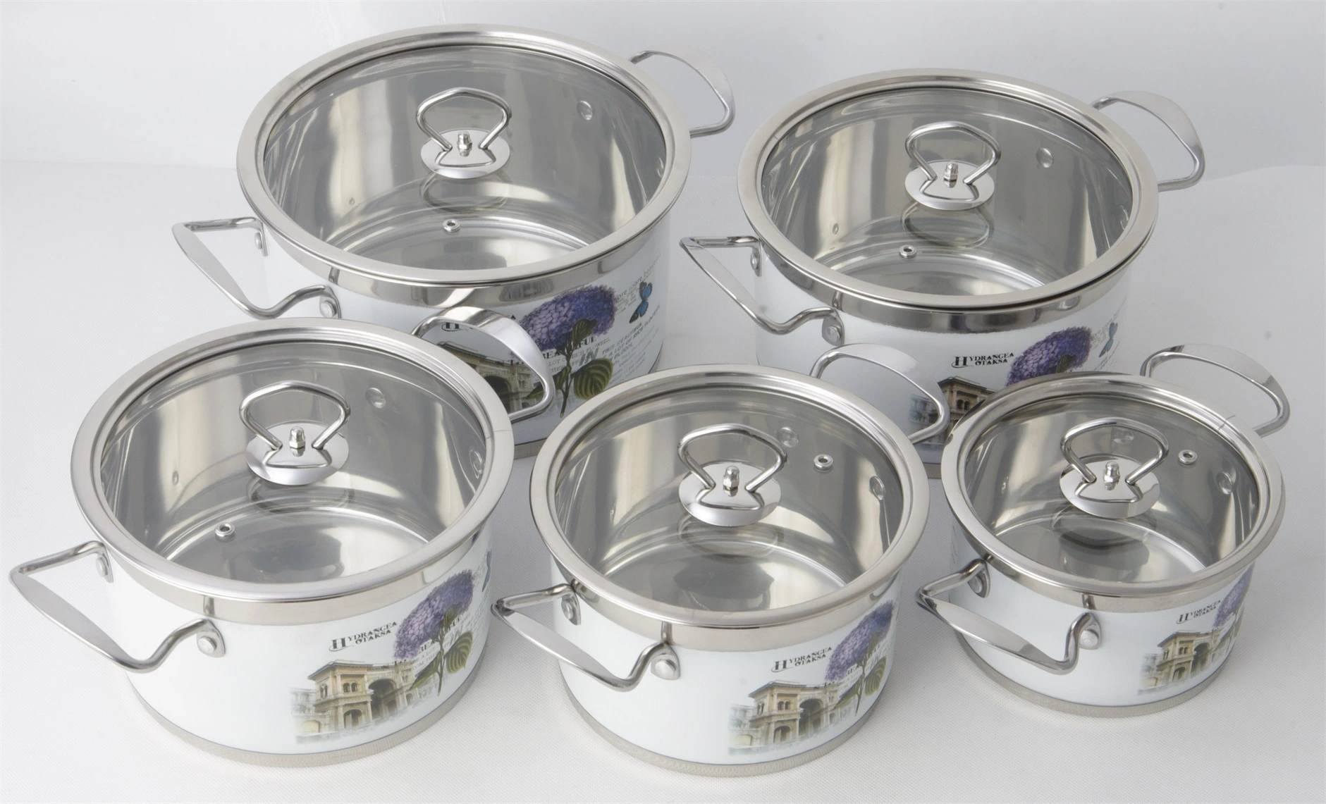 STAINLESS STEEL 10PCS STOCK POT SET WITH FLOWER PATTERN RGS-R5211 1