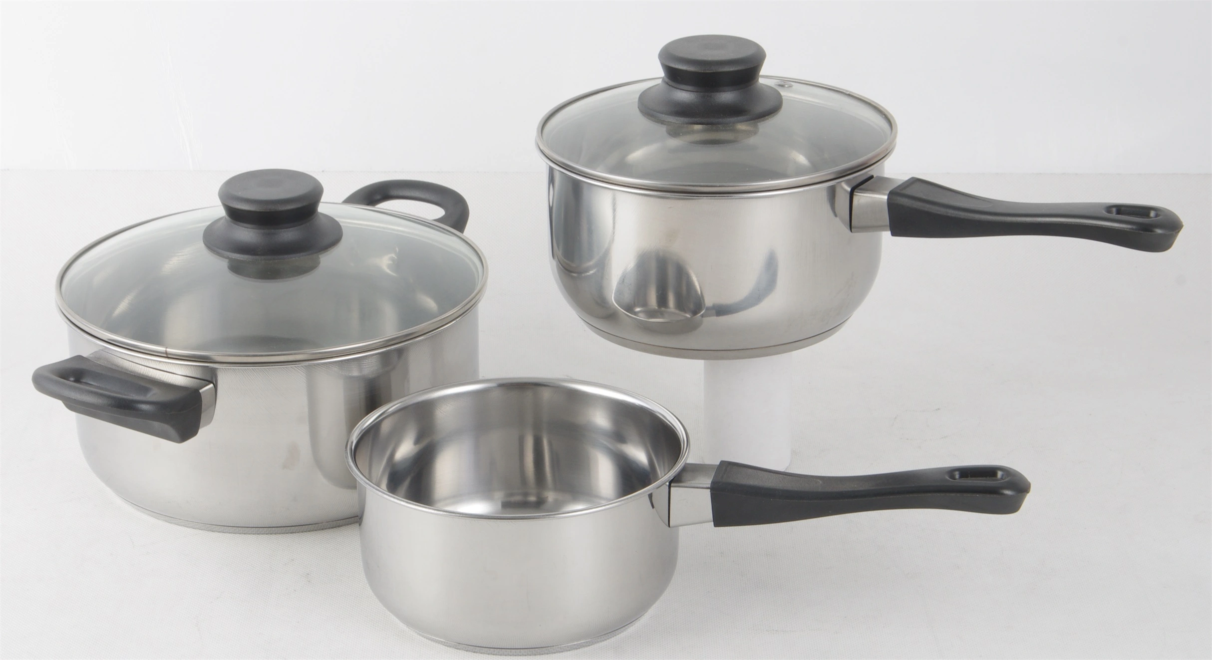 STAINLESS STEEL 3PCS COOKWARE SET WITH BAKELITE HANDLE&DOUBLE LAYER BOTTOM  RGS-R19319-T 1