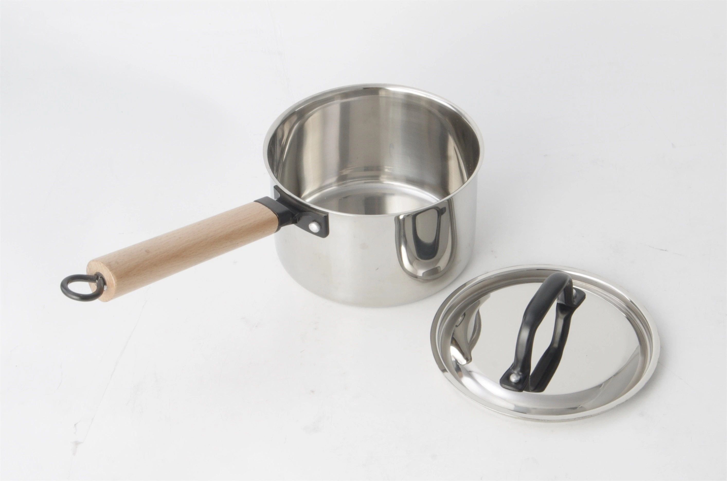 High Quality STAINLESS STEEL SS201 MILK PAN FRYING PAN WITH LID&WOODEN HANDLE RGS-TN4992 With Good Price-Evergreen 1
