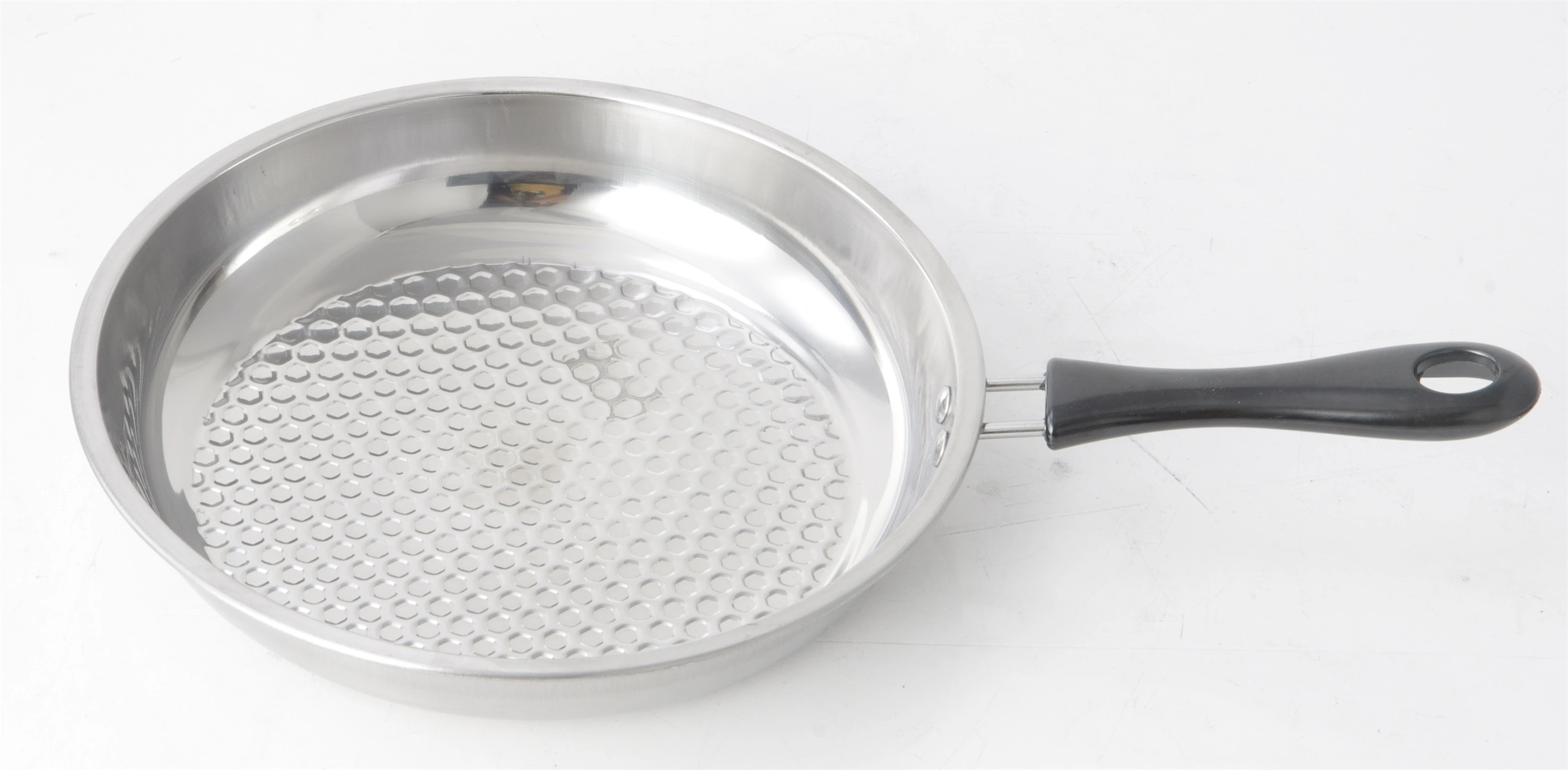 Professional STAINLESS STEEL SS410 FRYING PAN WITH PRESSING POINTS RGS-VP046-Y Factory From China-Evergreen 1