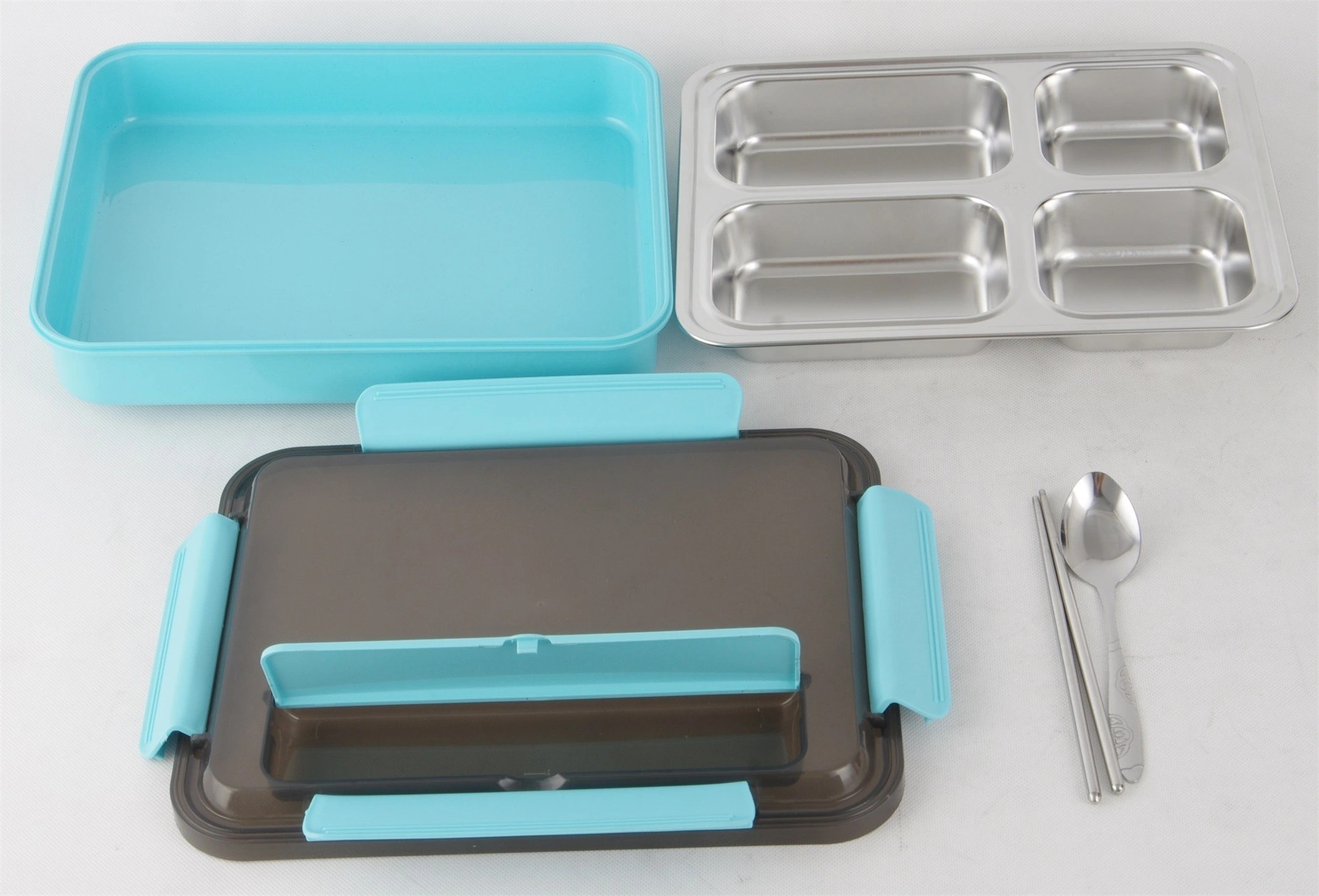 STAINLESS STEEL SS304 LUNCH BOX(WITH 201 CHPOSTICKS,410 SPOON)  RGS-GH5554 1