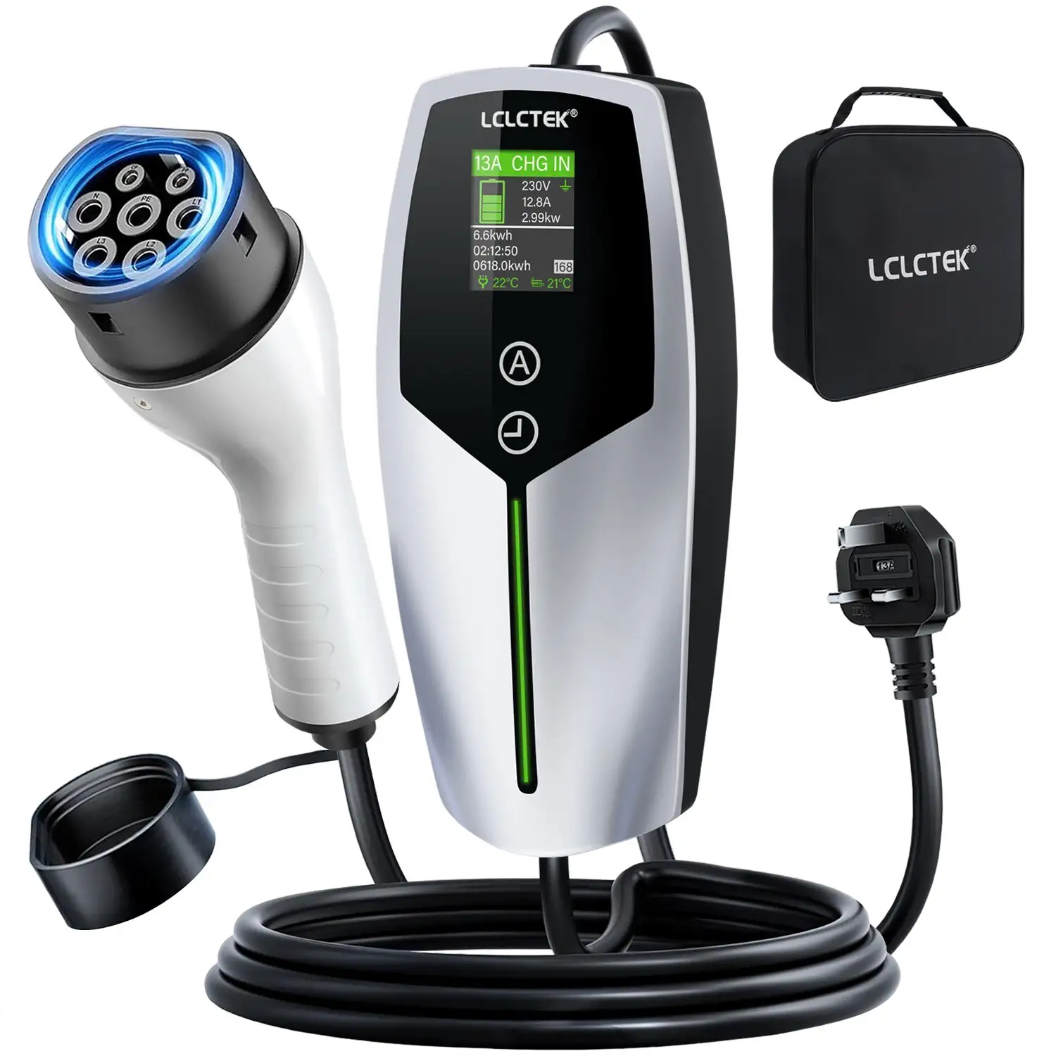 LCLCTEK Portable Niveau 2 EV Charger Type 2 Plug Royaume-Uni, Silver 1