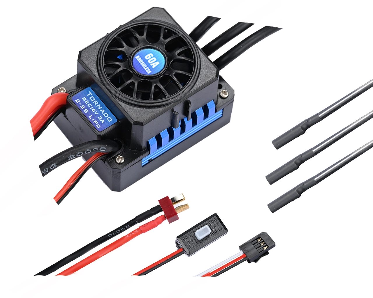 60A bürstenloser ESC -Elektronik -Geschwindigkeitsregler für 1/10 Maßstab Elektrische RC -Auto # H0082 1
