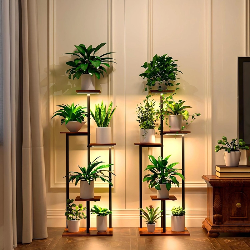 5-Tier Home Corner Plant Stand w/ 6 Grow Lights, 2-Pack 1