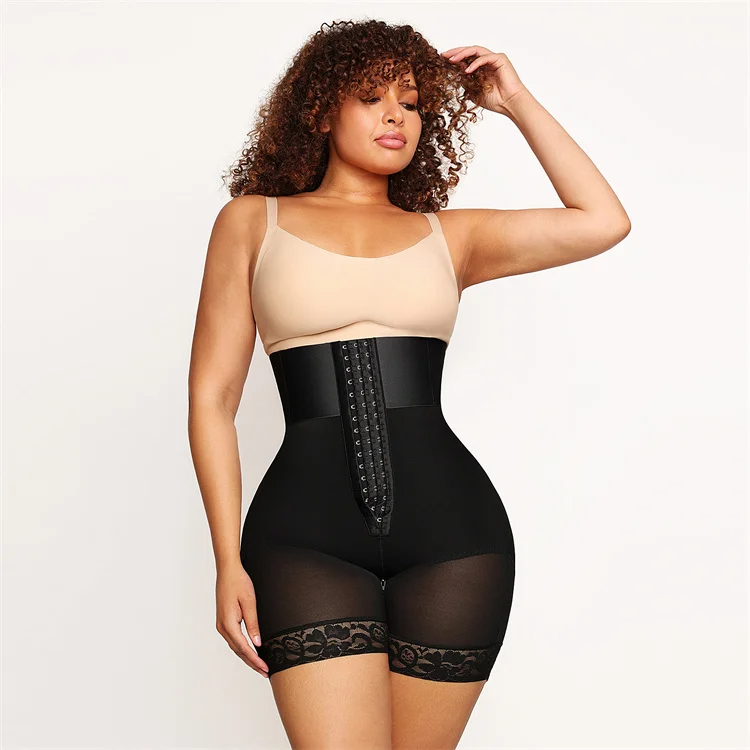 Waistband Compression Shapewear Shorts with Hook Closure 1