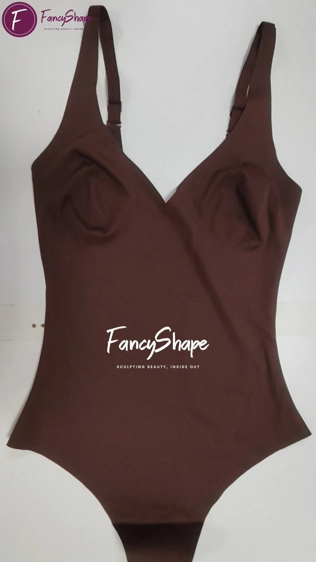 Deep V Neck Thong Bodysuit Shapewear for Invisible Look 1