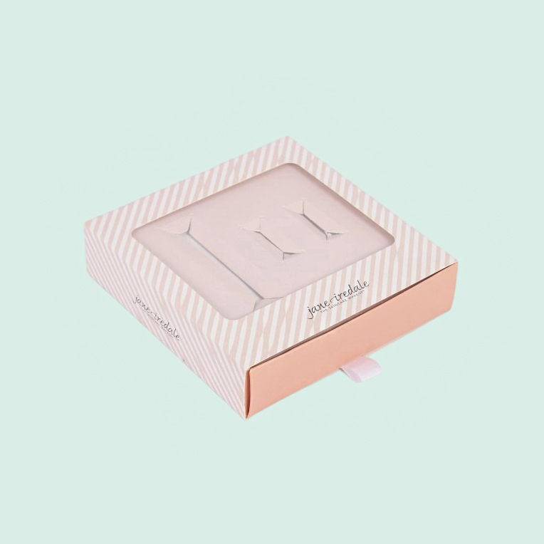 Boîte de tiroir de maquillage colorée personnalisée en gros Boîte de cartes en papier mince avec fenêtre PVC claire 4