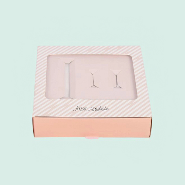 Boîte de tiroir de maquillage colorée personnalisée en gros Boîte de cartes en papier mince avec fenêtre PVC claire 3