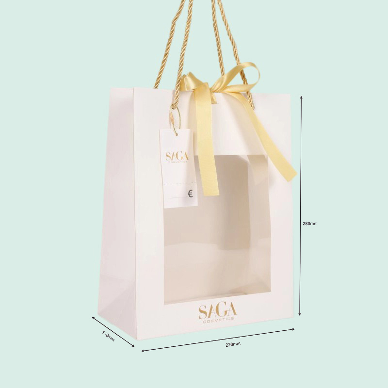 Clear Window Custom logo Paper Bag for Packing Flowers and Gifts 3