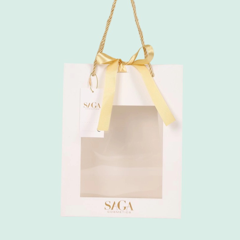 Clear Window Custom logo Paper Bag for Packing Flowers and Gifts 2
