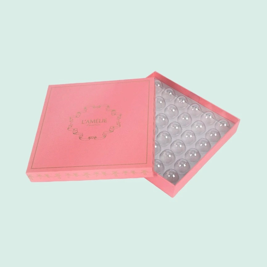 China high quality lid and base chocolate box with customized LOGO and transparent plastic insert trays 1