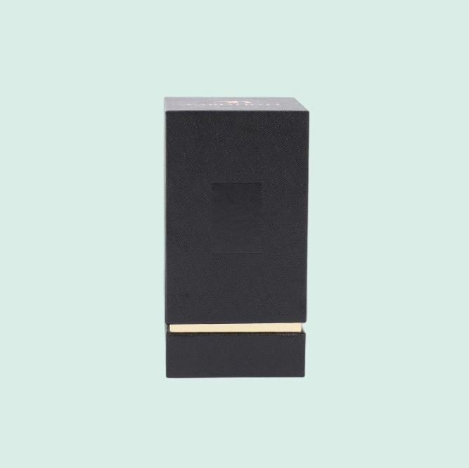 Custom foil stamping logo glass bottle leatherette textured paper packaging perfume box 5