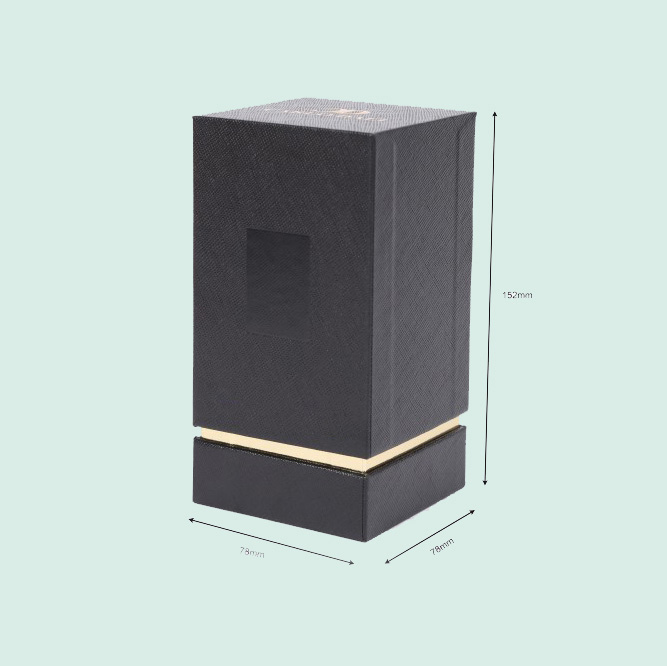 Custom foil stamping logo glass bottle leatherette textured paper packaging perfume box 1