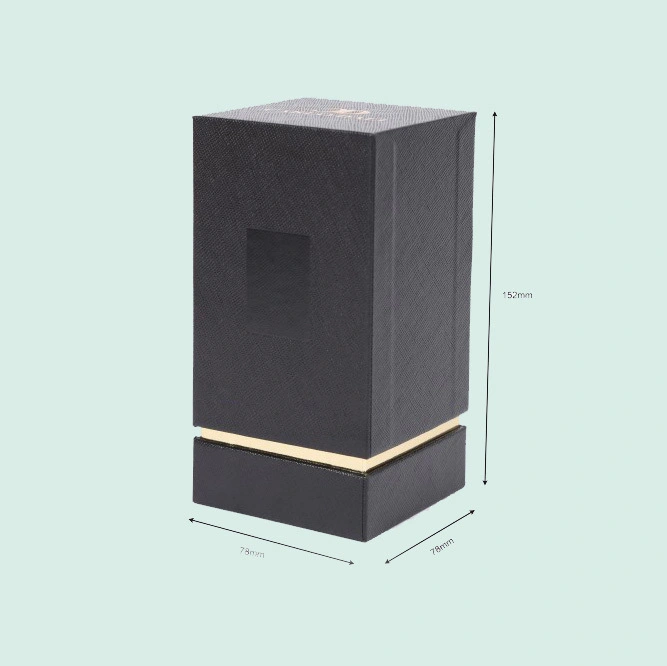 Custom foil stamping logo glass bottle leatherette textured paper packaging perfume box 1