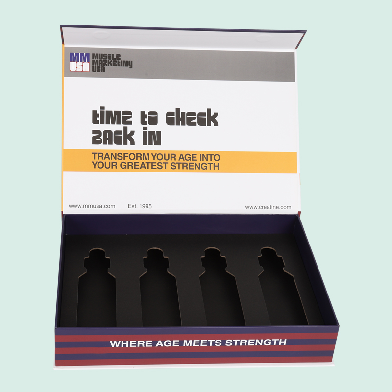 iPack การออกแบบที่กำหนดเองอย่างสมบูรณ์กล่องบรรจุภัณฑ์กล่องของขวัญพร้อมแผ่นกระดาษกระดาษสำหรับ 4 ขวด 5